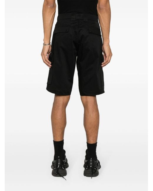 C P Company Black Cotton Cargo Shorts for men