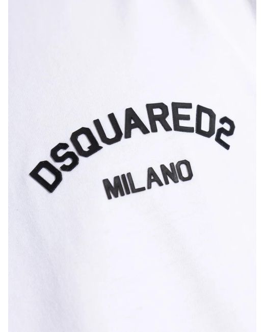 DSquared² White Logo-Embellished Cotton T-Shirt for men
