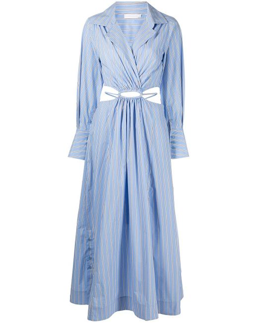 Jonathan Simkhai Cotton Cut-out Waist Shirt Dress in Blue | Lyst