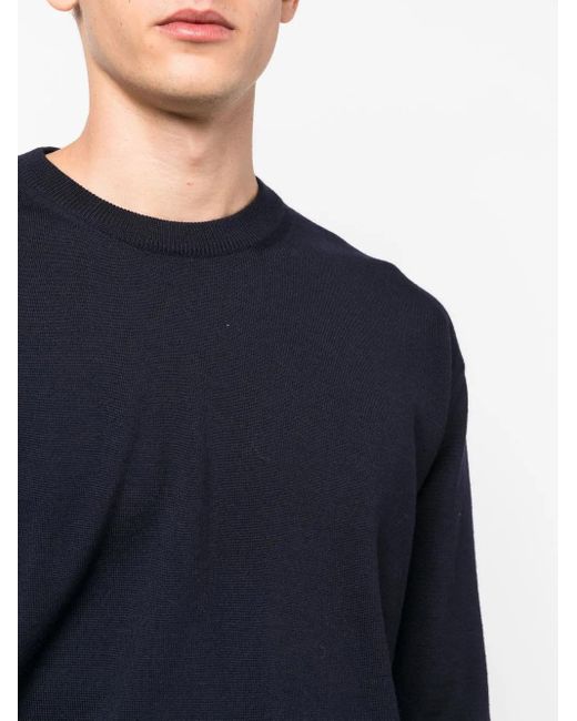 Jil Sander Blue Fine-Knit Wool Jumper for men
