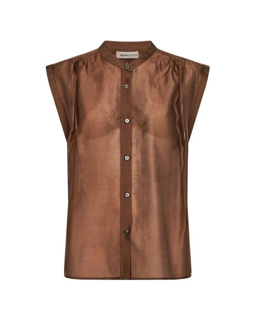 Blanca Vita Brown Calicia Sleeveless Blouse