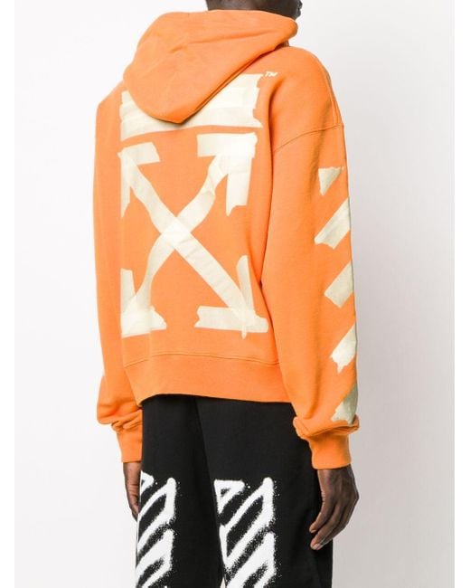 Off-White c/o Virgil Abloh Tape Arrows Print Hoodie in Orange for Men | Lyst