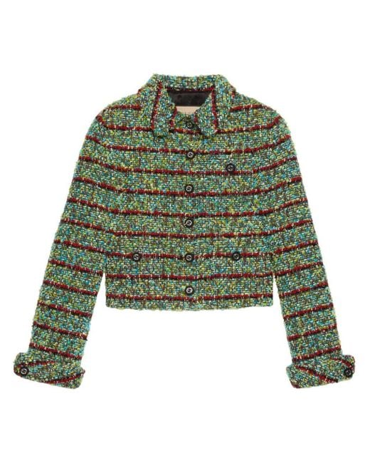 Veste en tweed à rayures Gucci en coloris Green