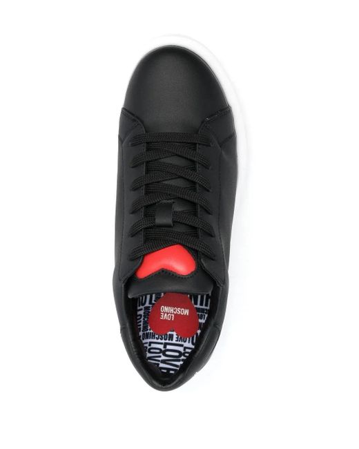 Love Moschino Black Low-Top Lace-Up Sneakers