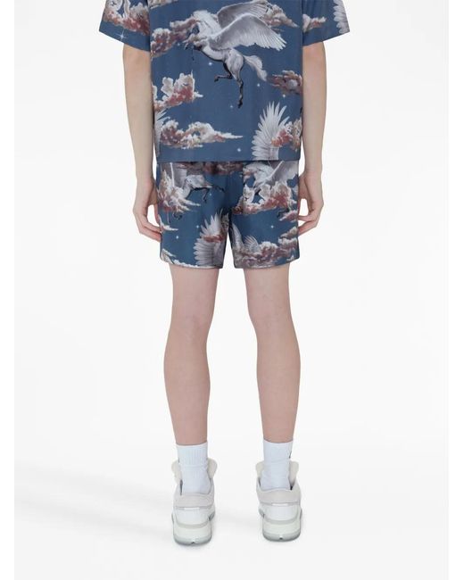 Amiri Blue Graphic-Print Pyjama Shorts for men