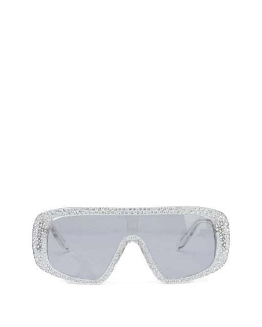 Pinko White Mask Crystal-Embellished Sunglasses