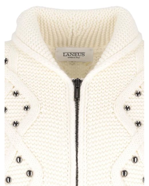 Laneus Natural Stud-Embellished Cardigan