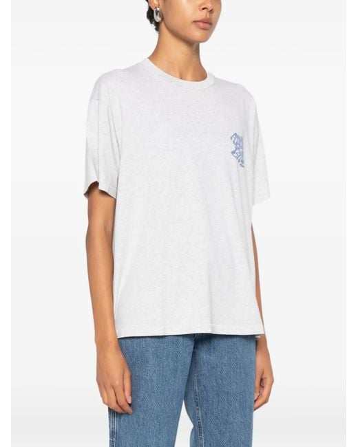Anine Bing White Cade Logo-Print Cotton T-Shirt