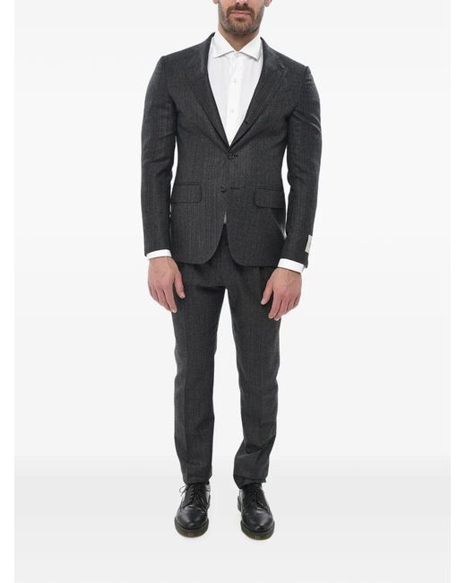 Corneliani Gray Virgin Wool Herringbone Suit for men