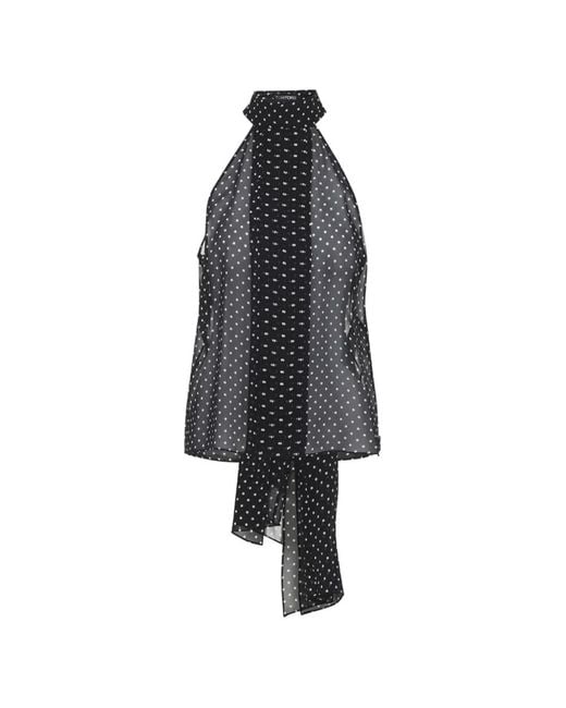 Tom Ford Blue Polka-Dot Halterneck Blouse