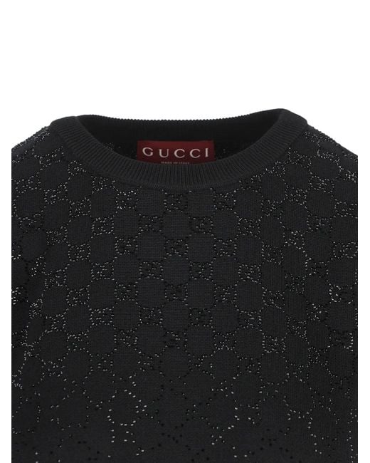 Gucci Black Logo-Pattern Mini Dress