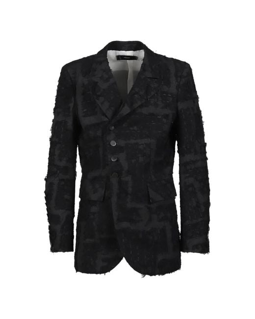 Minus Black Distressed Checked Tailored Blazer for men