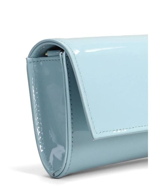 Castagna Blue Patent-Finish Chain-Strap Clutch Bag