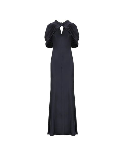 Alberta Ferretti Blue Shiny Satin Dress
