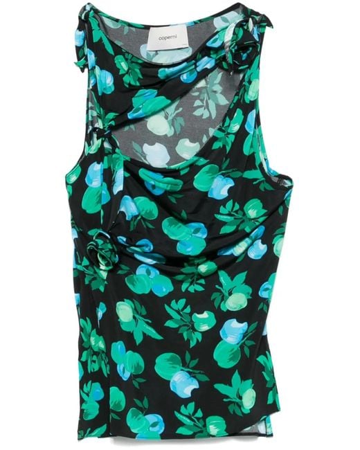 Coperni Green Flower Asymmetric Top