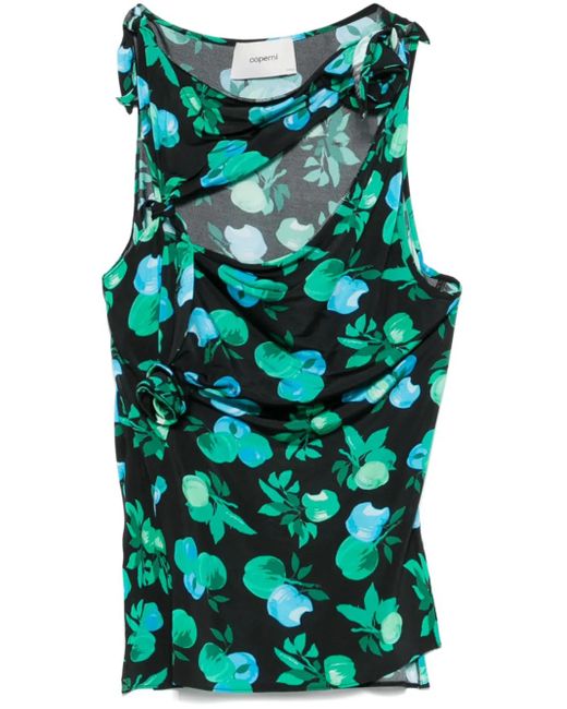 Coperni Green Flower Asymmetric Top