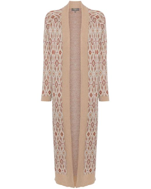 N.Peal Cashmere Natural Jacquard Knitted Cardi-coat