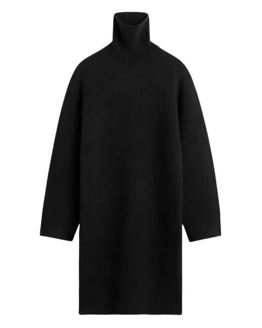 Robe Courte En Maille Nervurée À Col Roulé Totême  en coloris Black