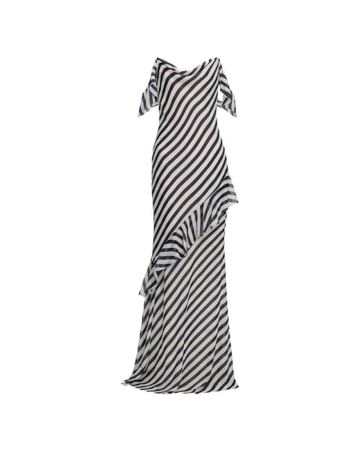Self-Portrait White Stripe Georgette Maxi Dress