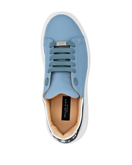 Philipp Plein Blue Leather Low-top Sneakers