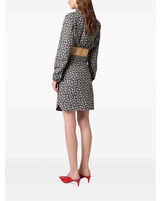 Minifalda Con Estampado Floral Y Cinturón MSGM de color Gray