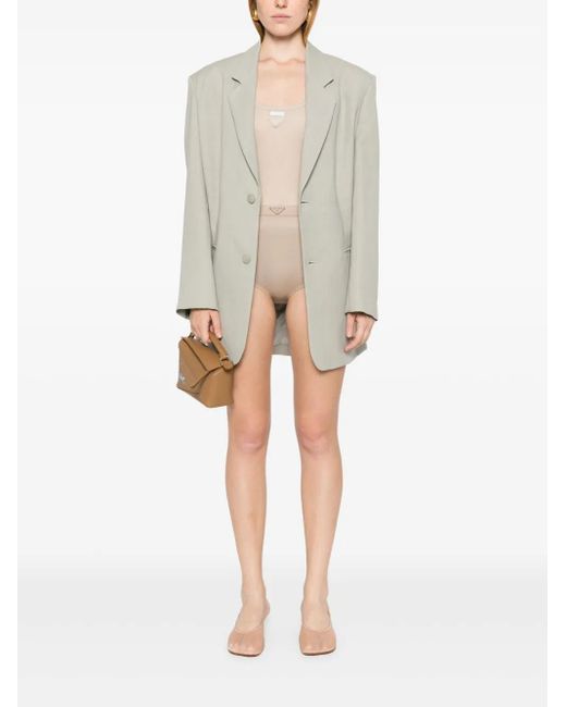 Prada Natural Triangle-Enamel Mini Shorts