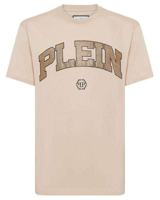 Philipp Plein Natural Ss Stones Embellishment T-shirt for men