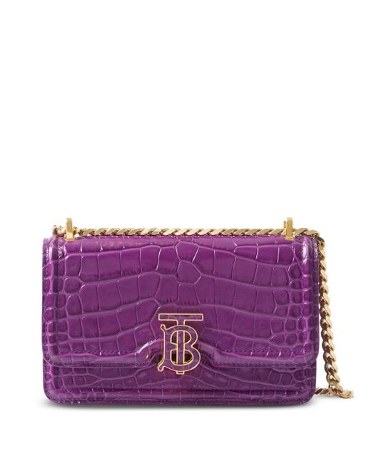 Burberry Purple Mini Tb-plaque Leather Crossbody Bag