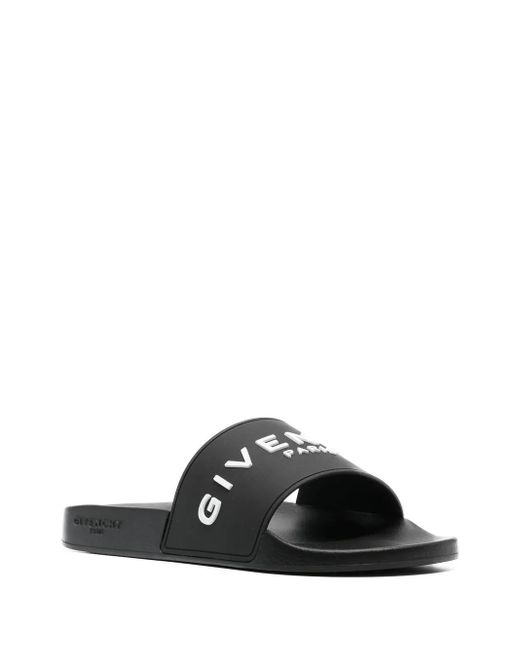 Givenchy Black Logo-print Pool Slides for men