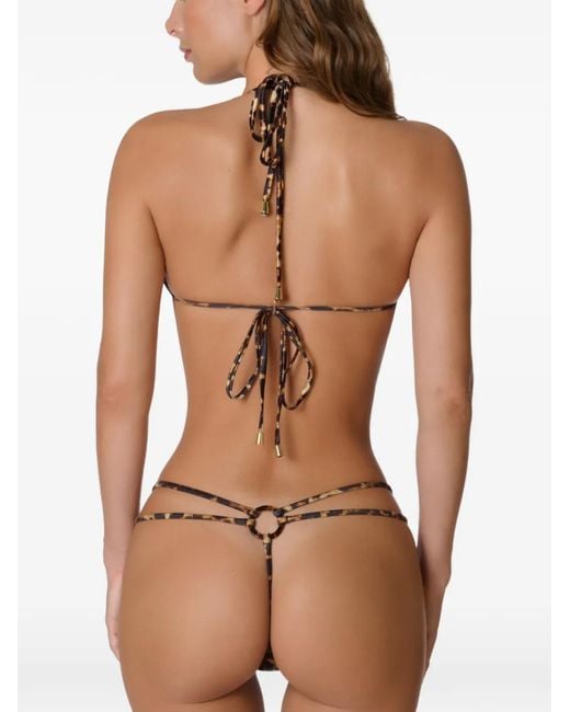 Maison Close Natural Leopard-Print Ring-Detail Bikini
