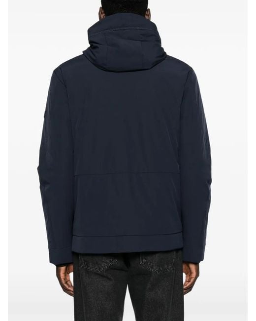 Peuterey Blue Hooded Logo-Patch Jacket for men