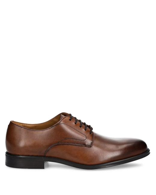 Hackett Brown Leather Derby Shoes for men