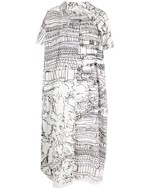 Daniela Gregis Gray Graphic-print Shirt Dress