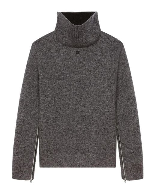 Courreges Gray High-Neck Sweater