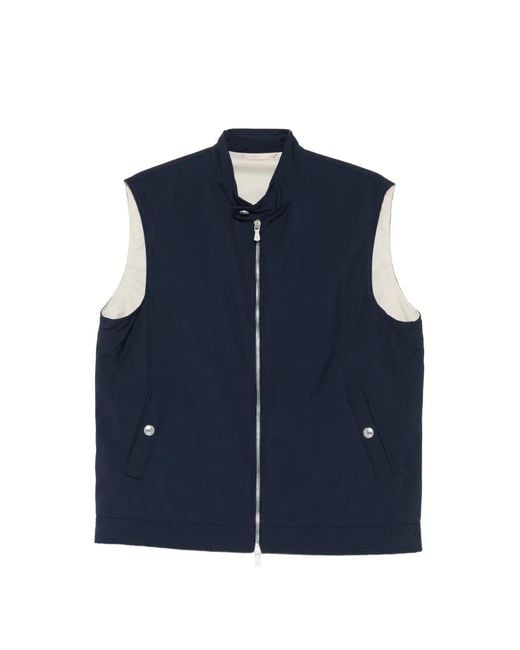 Eleventy Blue Zip-Up Gilet for men