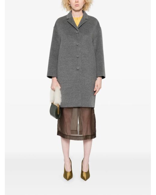Prada Gray Cropped-Sleeve Coat