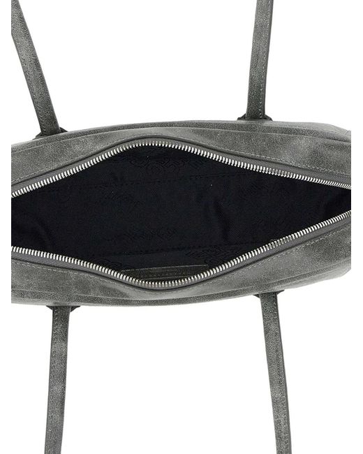 MARGE SHERWOOD Gray Soft Boston Ew Embossed Logo Shoulder Bag
