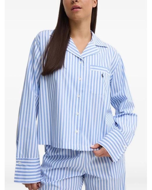 Polo Ralph Lauren Blue Long-Sleeve Striped Pajama Set