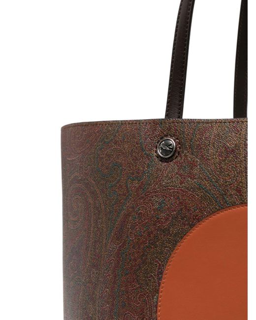 Etro Brown Paisley-print Leather Tote Bag for men