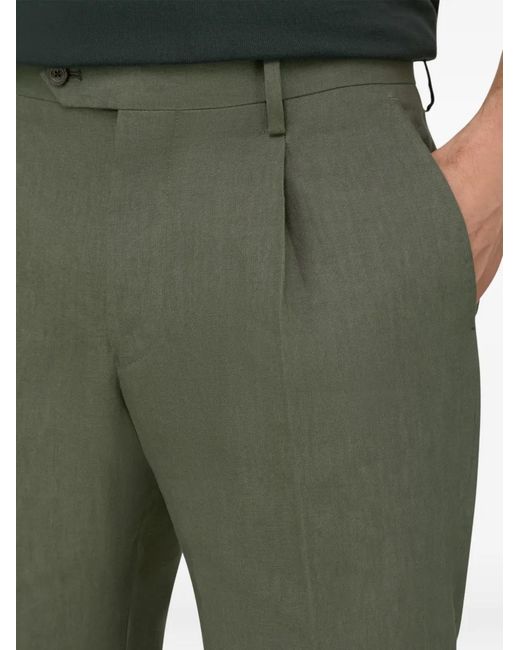 Boggi Green Pleated Tailored Trousers for men