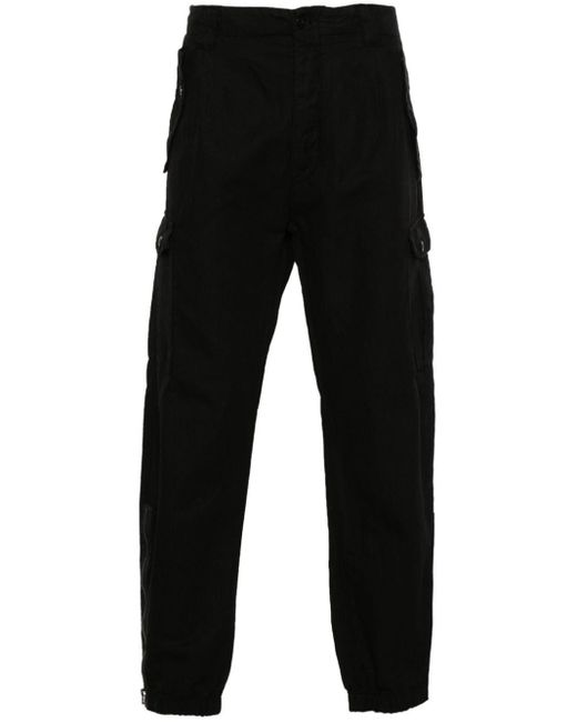 C P Company Black Logo-patch Cargo Pants for men
