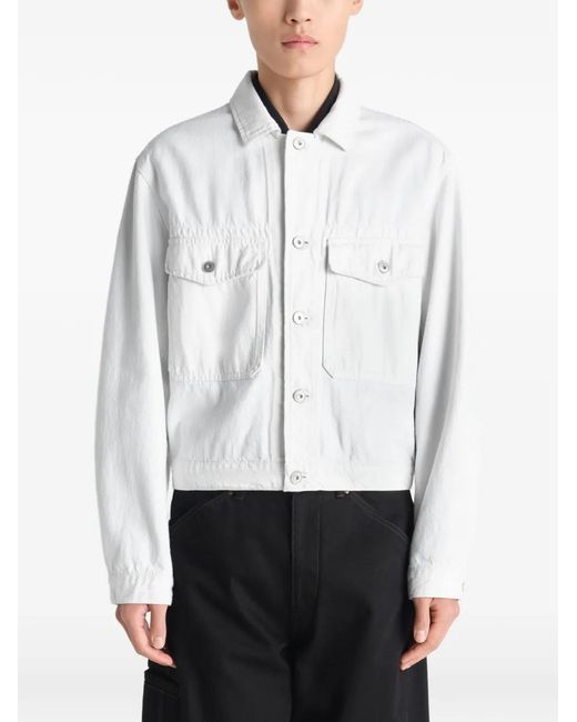 Lemaire White Buttoned Trucker Jacket for men