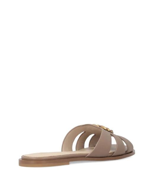 Pinko Brown Elegant Leather 'Milly' Slides