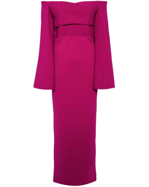 Solace London Pink The Eliana Off-shoulder Gown