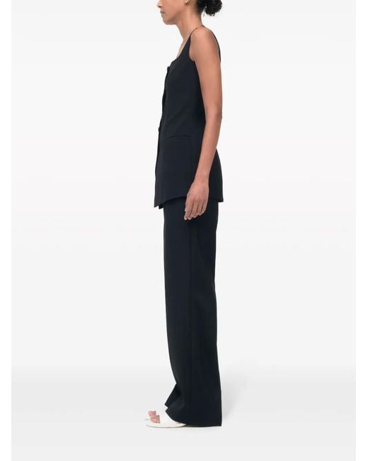 Another Tomorrow Blue Square-Neck Button-Front Top