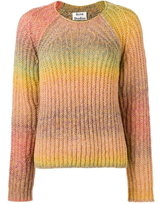 Acne Yellow Kyla Rainbow Knit Sweater