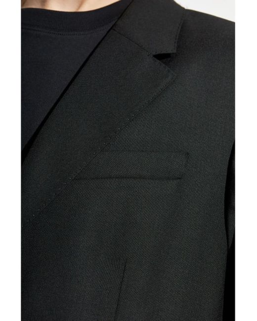 AMI Black Wool Single-Breasted Blazer for men