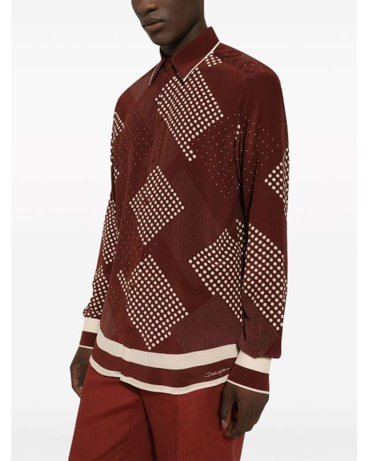 Chemise en soie à pois Dolce & Gabbana pour homme en coloris Red