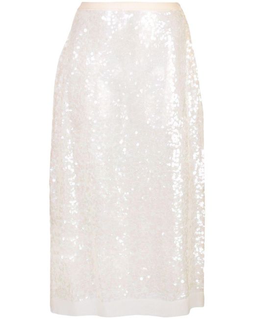 Miu Miu White Sheer Sequin Skirt