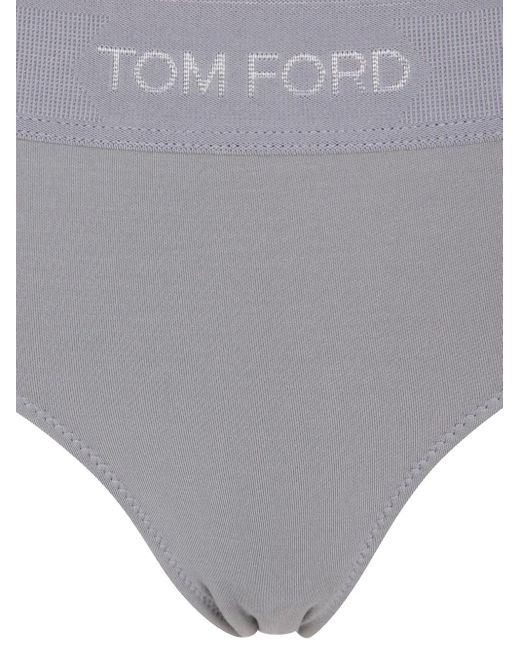 Tom Ford Gray Logo-Waistband Briefs